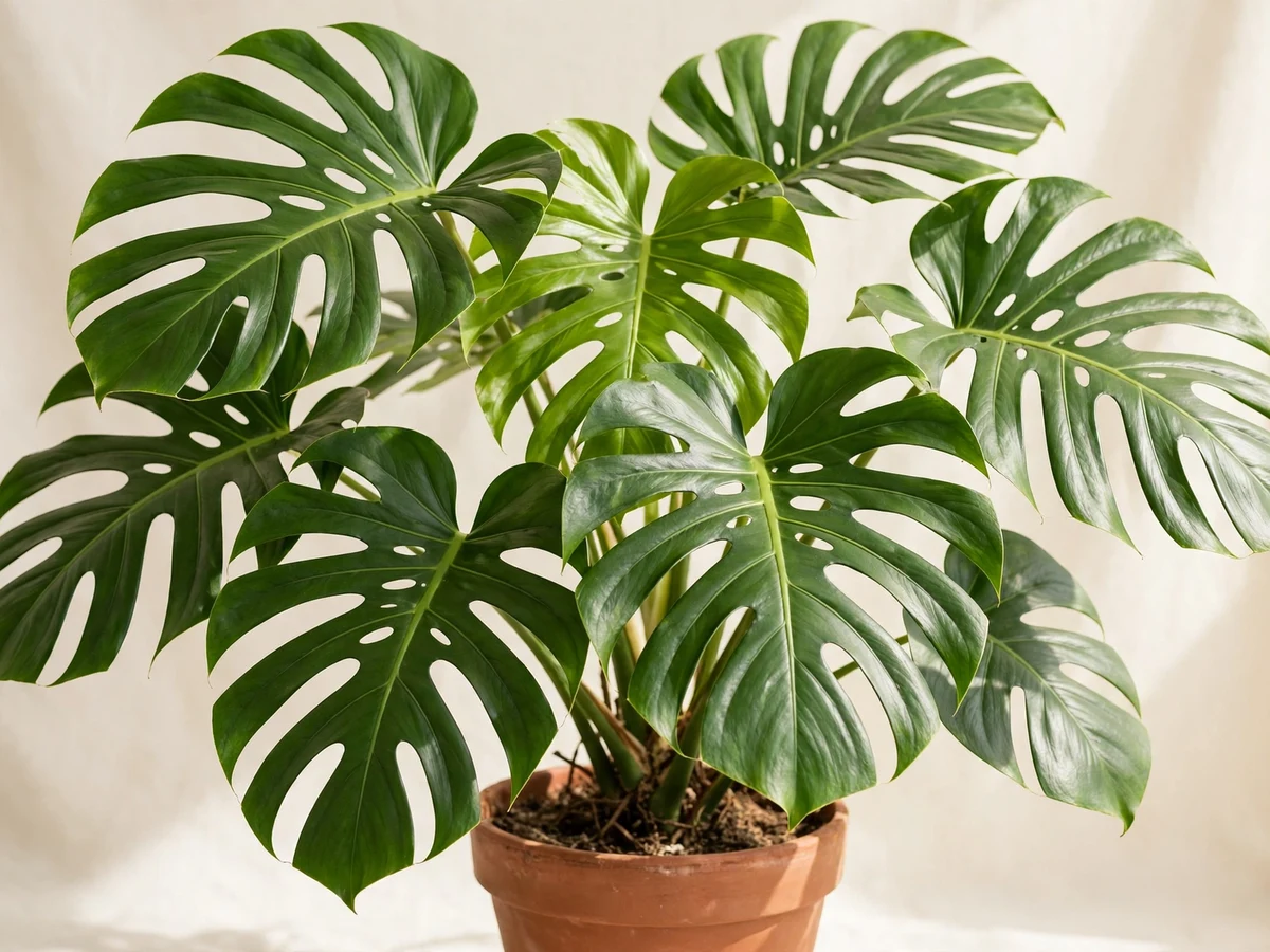 Monstera deliciosa in a terracotta pot